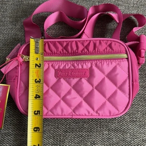 Juicy Couture Quilted Fanny Pack Belt Bag Lined Pink Purse Barbie New - Picture 14 of 14